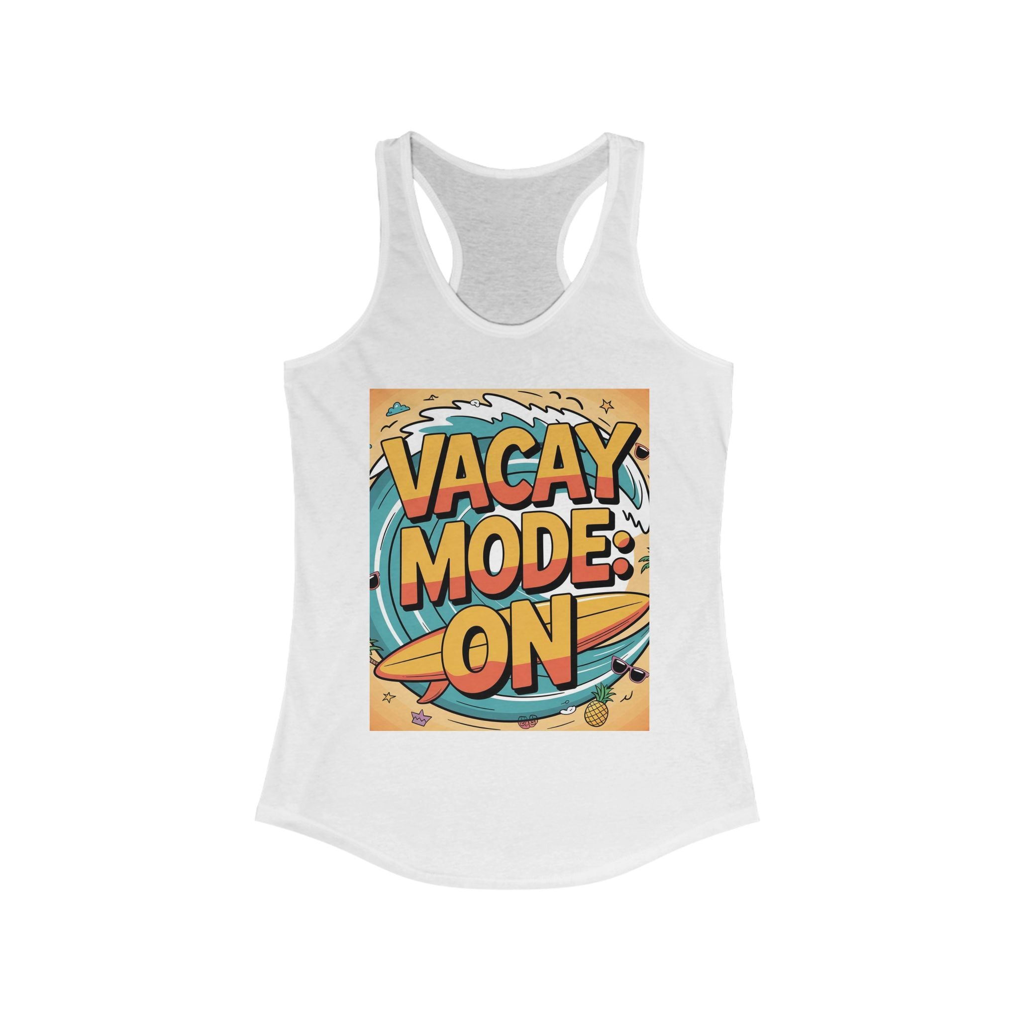Vacay Mode On Women's Racerback Tanktop, Summer Vibes Apparel, Travel Shirt, Beachwear, Vacation Gift